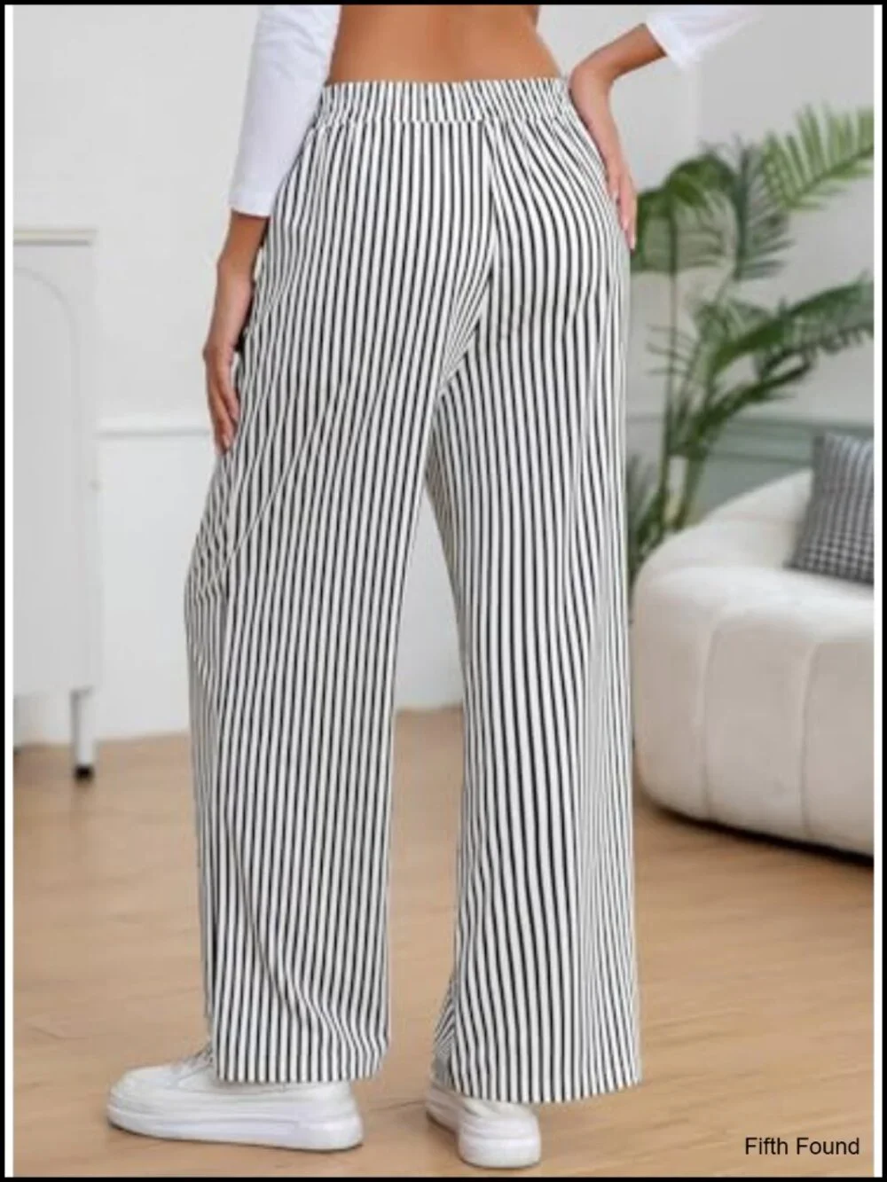 Striped High Waist Wide Leg Lounge Pajama Pants with Pockets